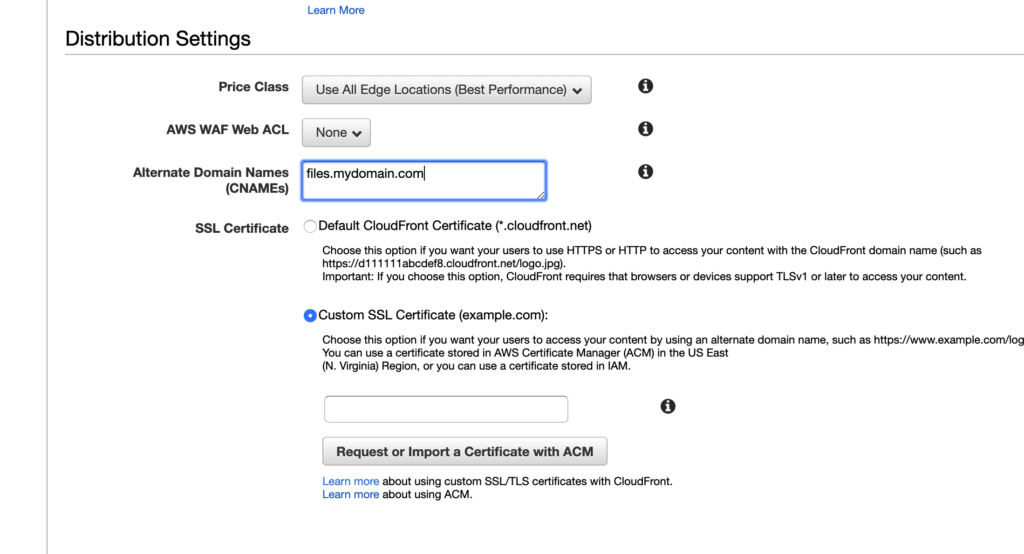 Configure A Custom Domain Using Aws Cloudfront Droplr Help