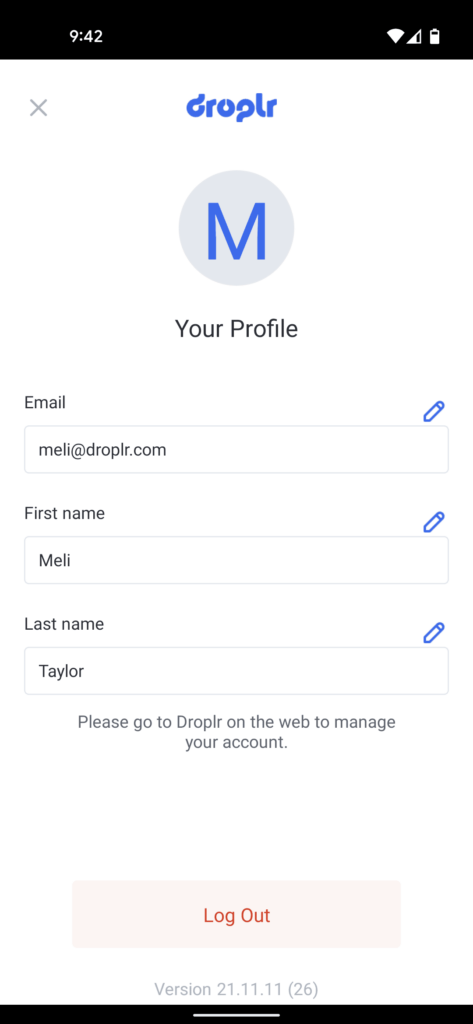 droplr android profile settings