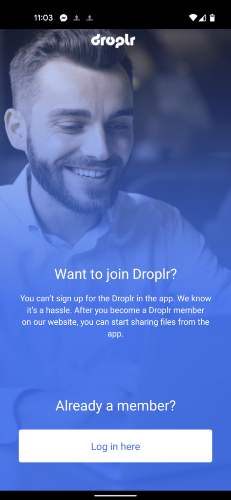 droplr android login